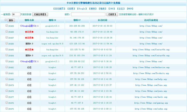 ASP网站蜘蛛爬行日志记录插件源码