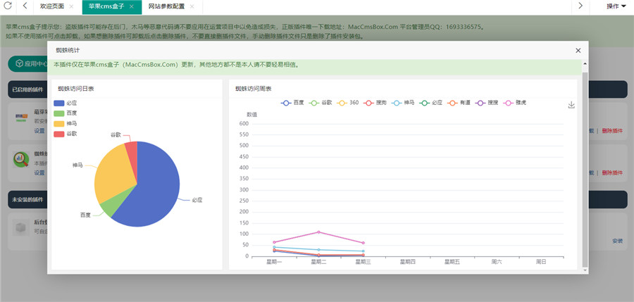 苹果cms盒子蜘蛛数据统计插件