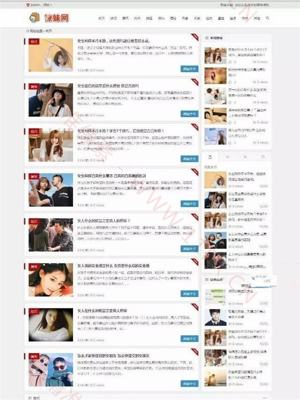 wordpress仿撩妹网文章门户网站模板-带手机版